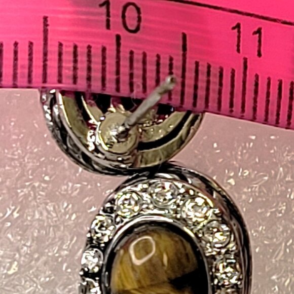 Tiger Eye Stud Earrings - Picture 6 of 13